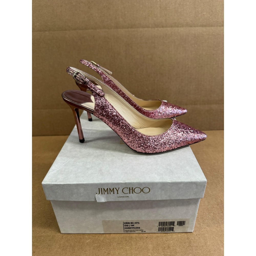 NWB Jimmy Choo Erin 85 Galactica Glitter Pumps Candyfloss Womens Size 37.5 EU - Picture 4 of 9